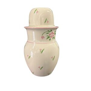 Vintage 1985 Teleflora Floral Tumble Up Bedside Water Carafe And Cup Pink Tulips